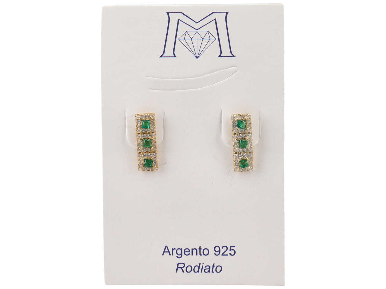 ORECCHINI DORATI 3 QUADRATI VERDI OR4987V