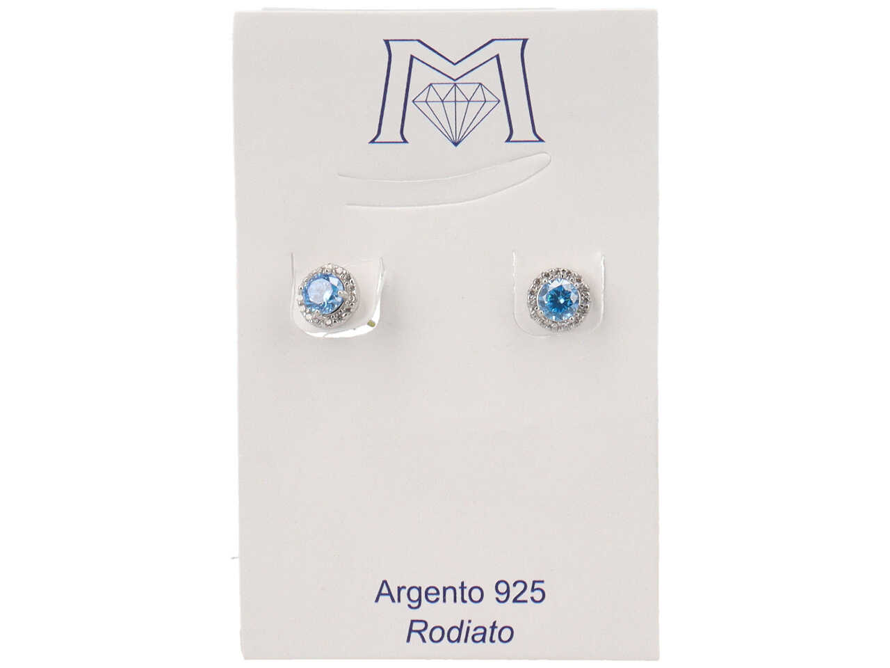 ORECCHINI PIETRA TONDA AZZURRA CON ZIRCONI OR1693Q