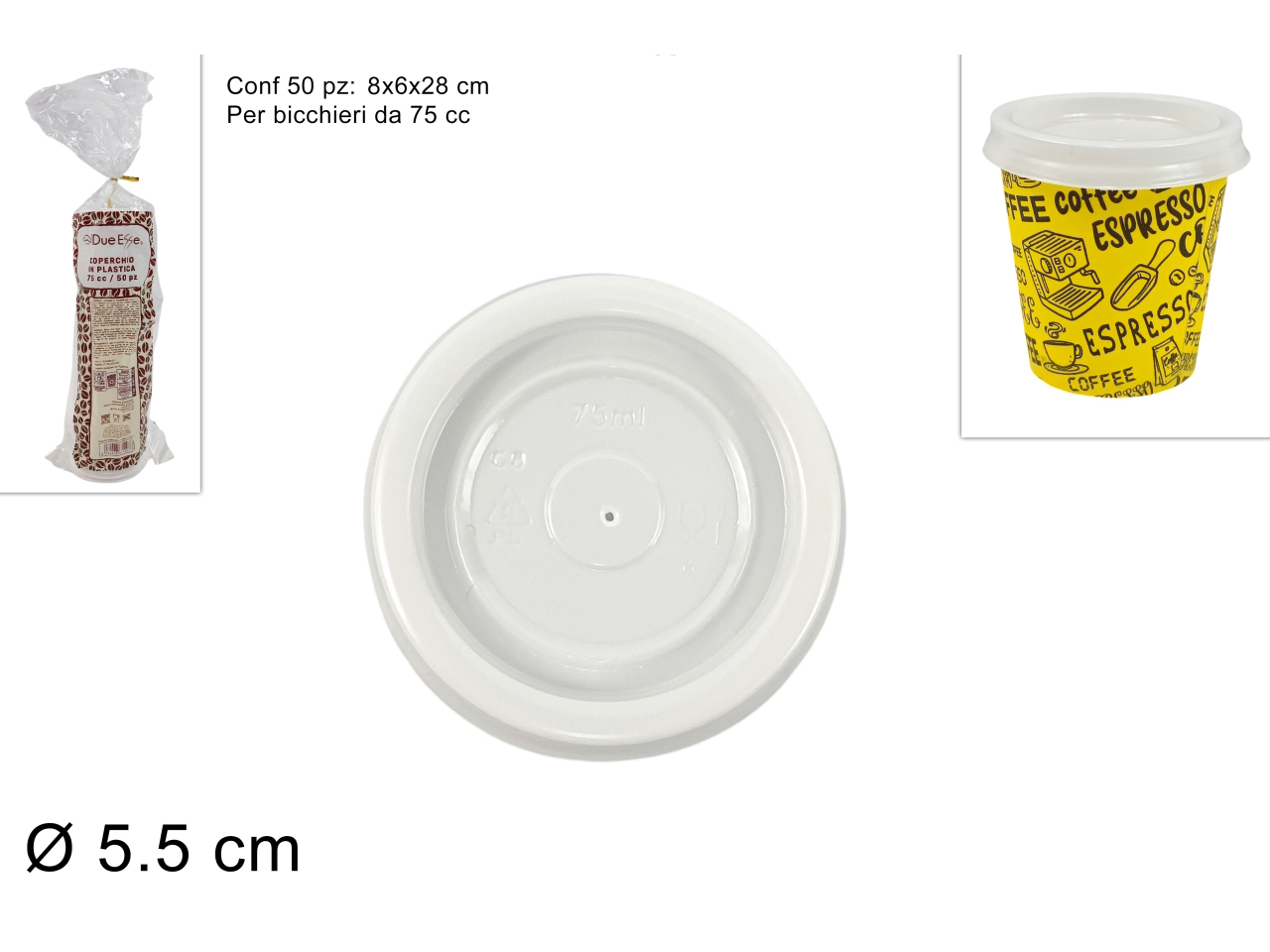 COPERCHIO BICCHIERI CAFFE’ 75CC 50PZ DEV24018841