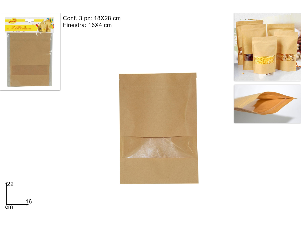 SACCHETTI CARTA C/CHIUS. 16X22+4CM 3PZ DEV17005531 SACCHETTI CARTA C/CHIUS. 16X22+4CM 3PZ DEV17005531