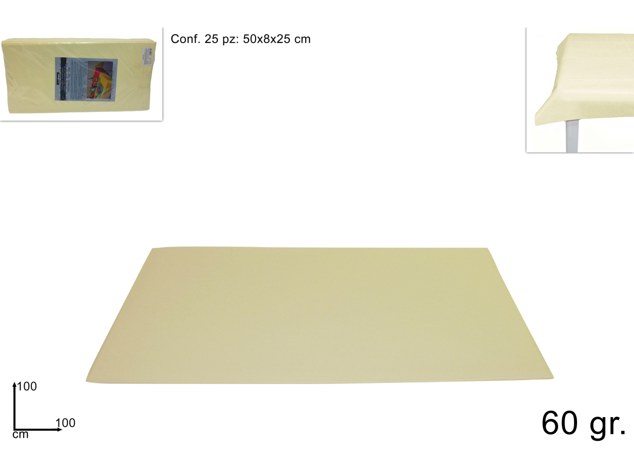 TOVAGLIA TNT 100X100CM 60GR BEIGE DEV14003441