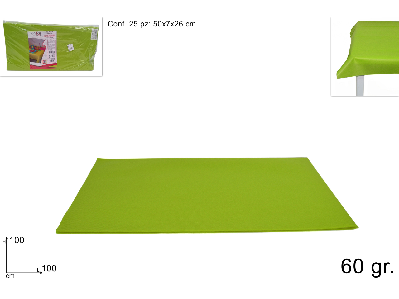TOVAGLIA TNT 100X100CM 60GR VERDE CH. DEV14003481