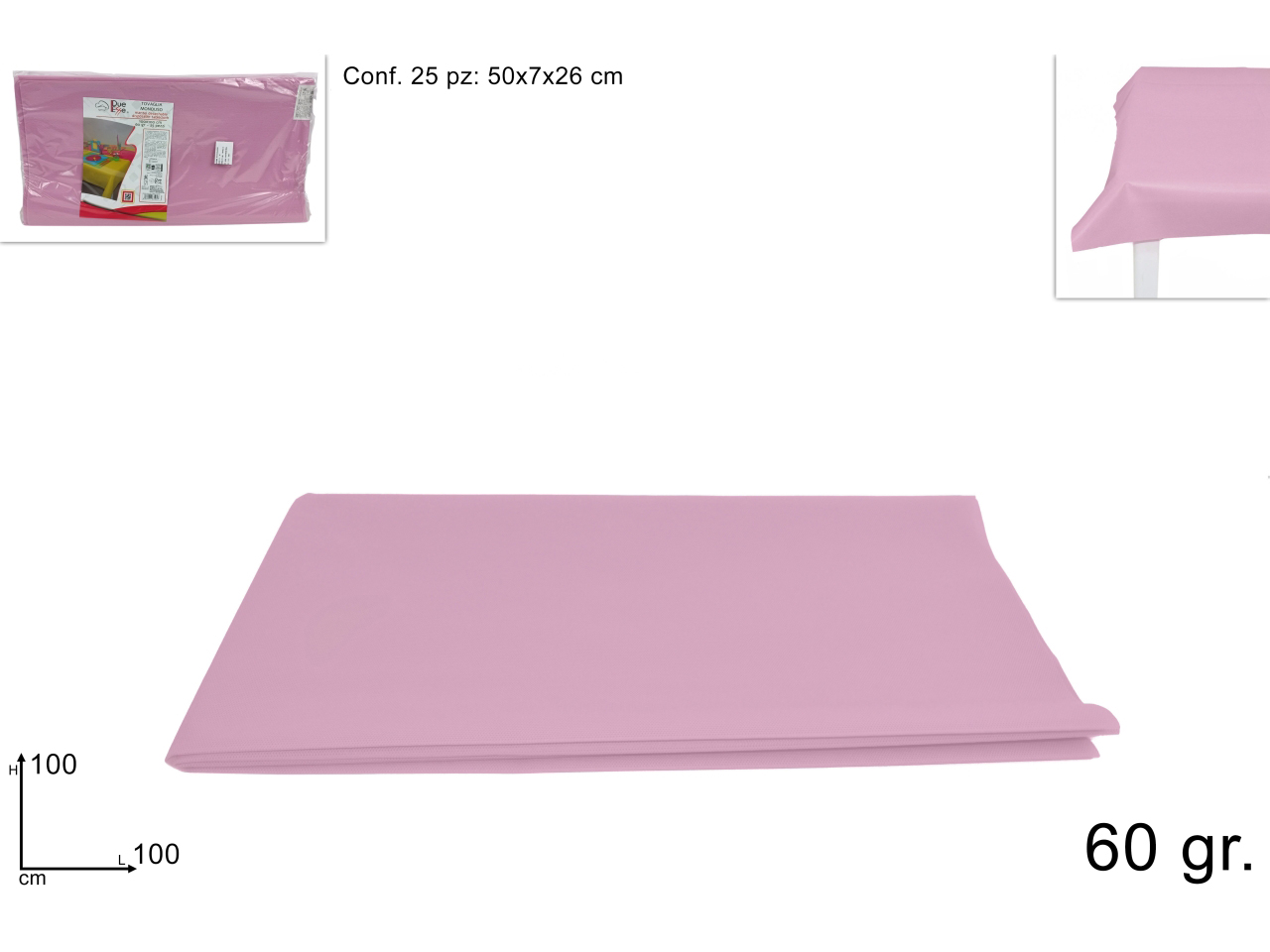 TOVAGLIA TNT 100X100 60 GR ROSA DEV23018931