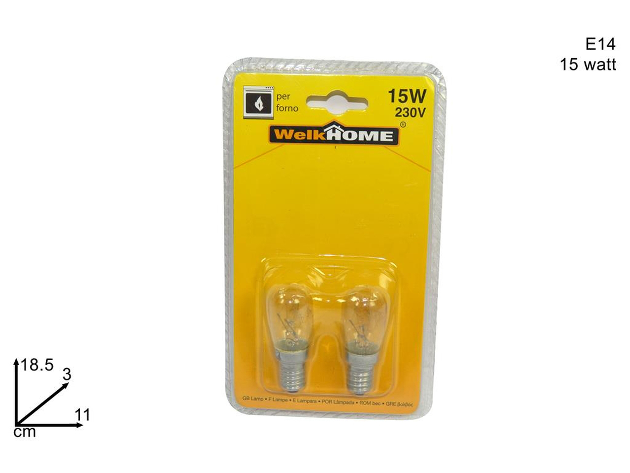 SET 2 LAMPADINE T22 E14 15W FORNO