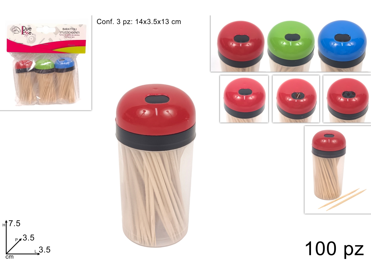 BARATTOLO STUZZICADENTI 3PZ. DEV08003391 BARATTOLO STUZZICADENTI 3PZ. DEV08003391