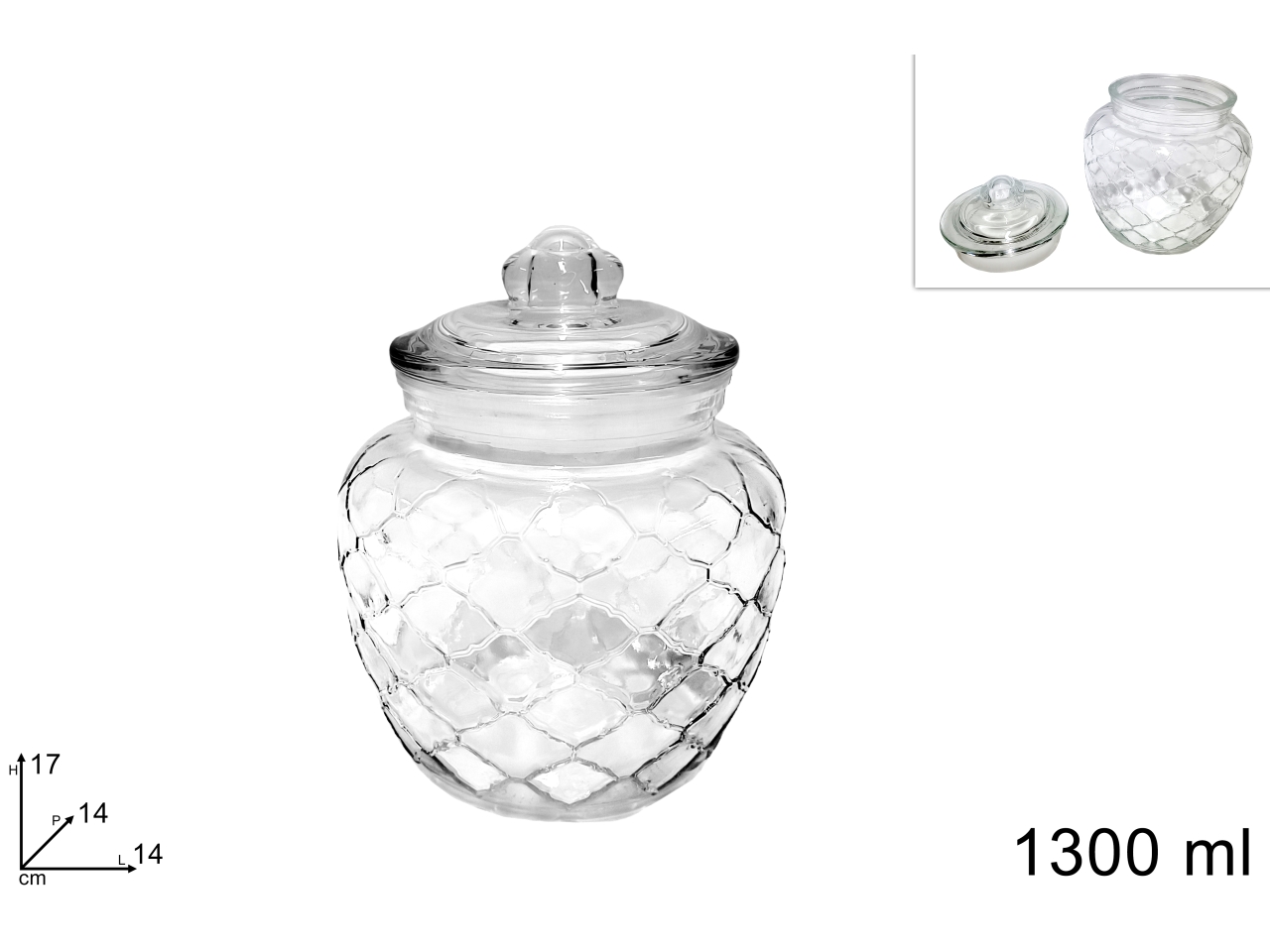 BARATTOLO VETRO BOMBATO 1300ML C/TAPPO DEV23020951 BARATTOLO VETRO BOMBATO 1300ML C/TAPPO DEV23020951