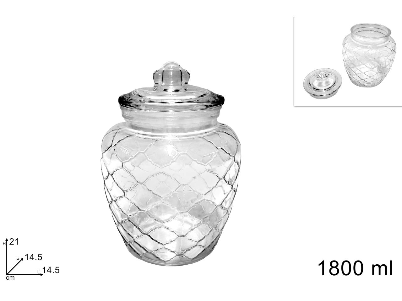 BARATTOLO VETRO BOMBATO 1800ML C/TAPPO DEV23020961 BARATTOLO VETRO BOMBATO 1800ML C/TAPPO DEV23020961