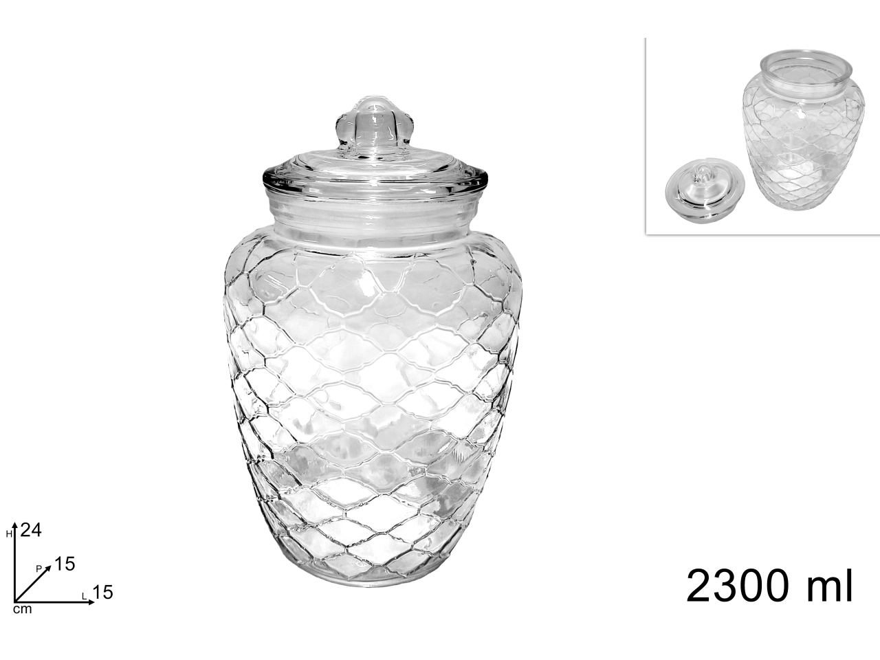 BARATTOLO VETRO BOMBATO 2300ML C/TAPPO DEV23020971 BARATTOLO VETRO BOMBATO 2300ML C/TAPPO DEV23020971