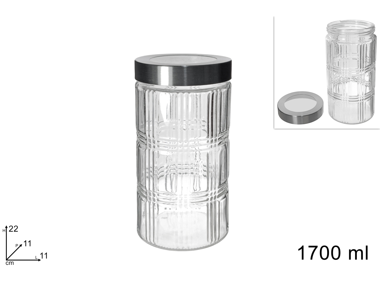 BARATTOLO VETRO 1700ML CON TAPPO DEV23021001 BARATTOLO VETRO 1700ML CON TAPPO DEV23021001