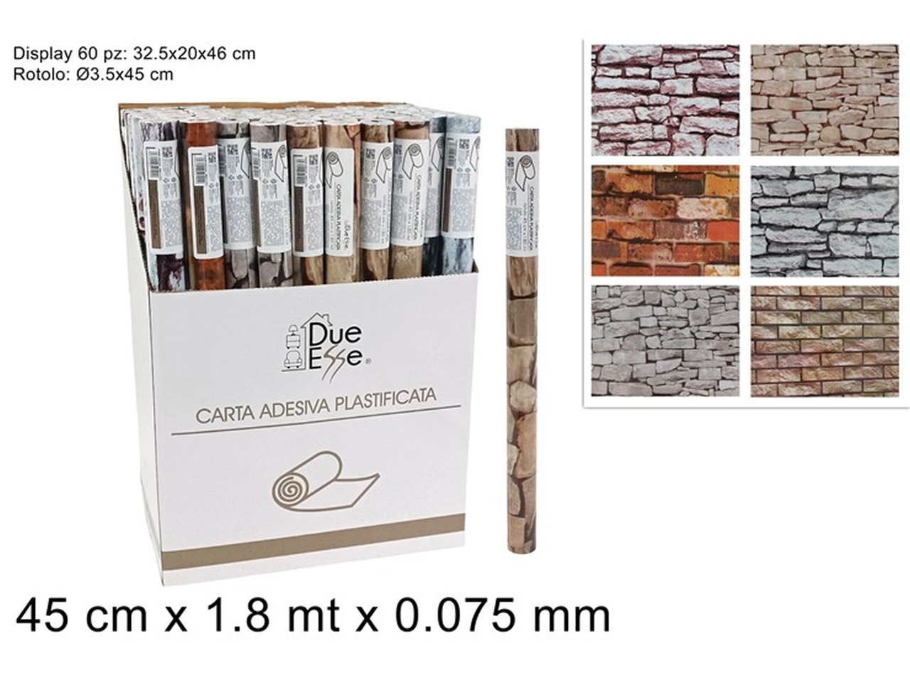 ROTOLO CARTA ADESIVA MATTONI45X1,80 DEV19013391