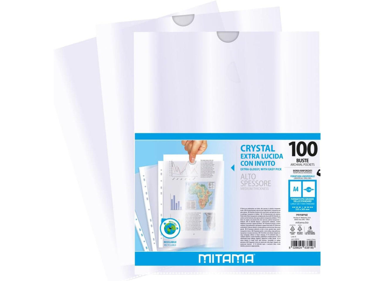 BUSTE FORATE PP 23,5X30CM CON INVITO 100PZ 63814