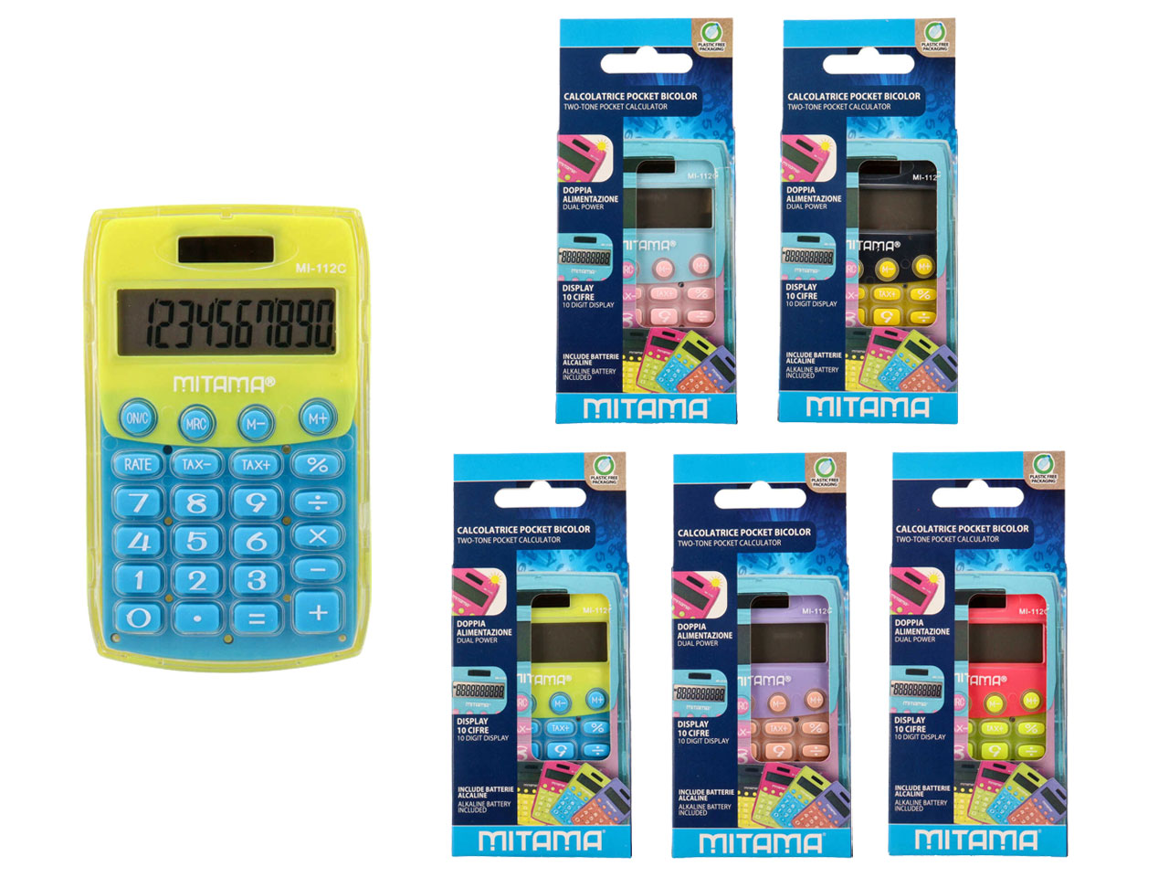 CALCOLATRICE POCKET TRENDY DUAL POWER 11X7CM 61394