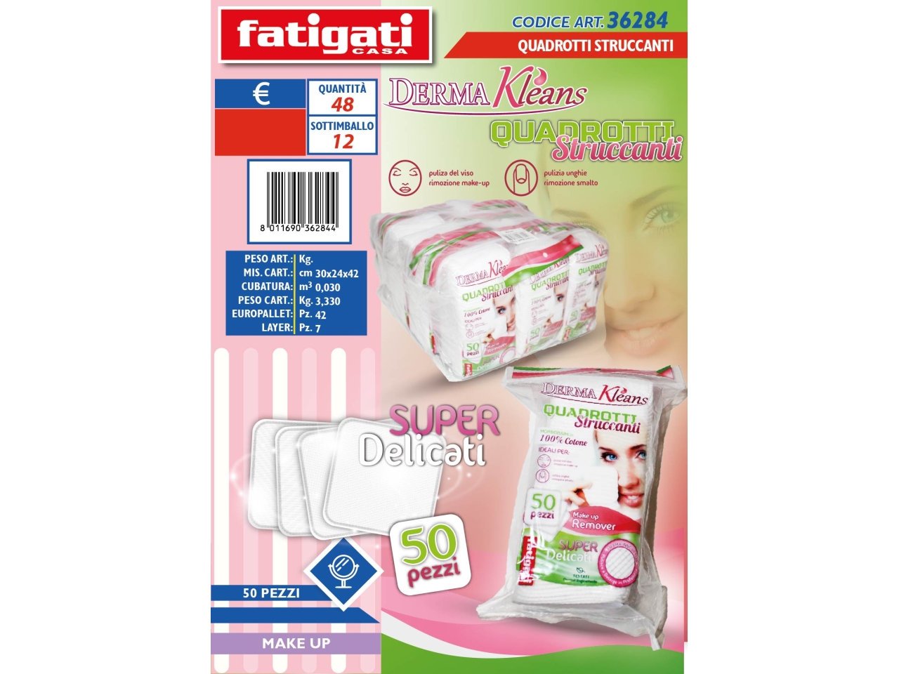 QUADROTTI STRUCCANTI 50 PZ.
