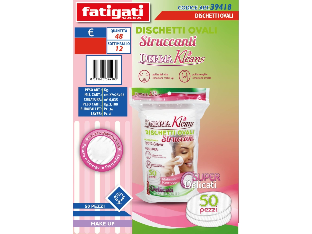 DISCHETTI OVALI STRUCCANTI 50 PZ
