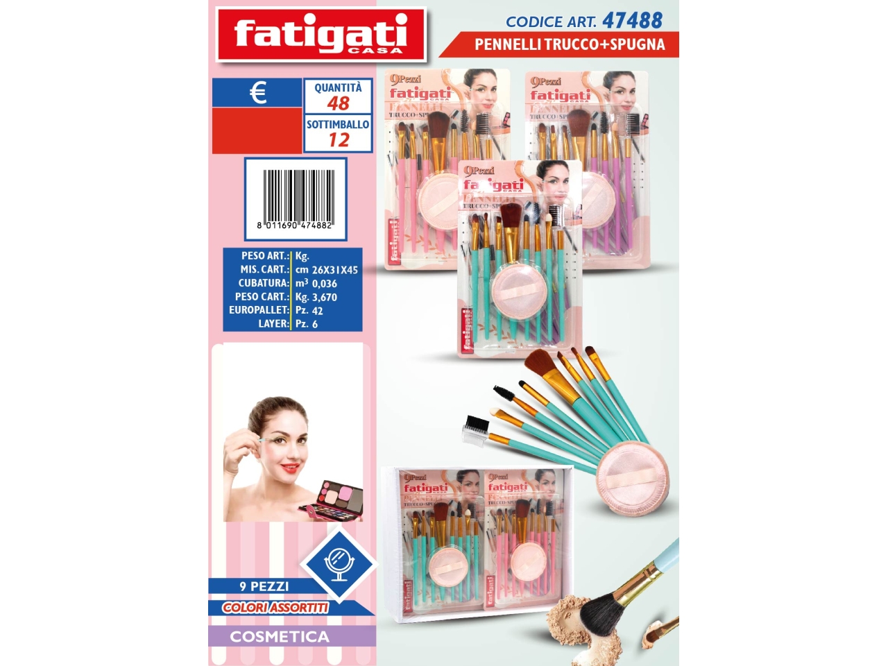 PENNELLI TRUCCO E SPUGNA 9PZ