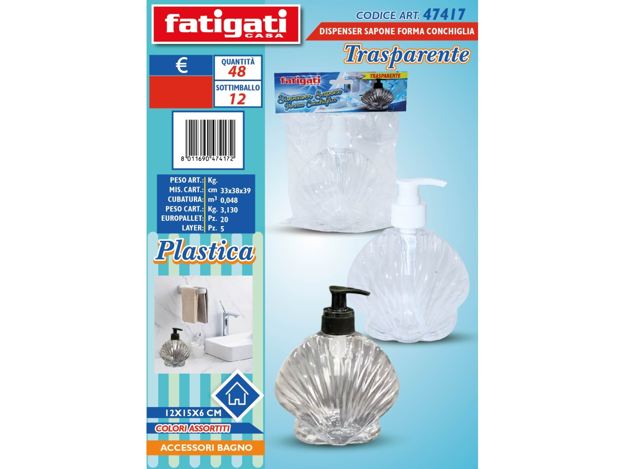 DISPENSER SAPONE FORMA CONCHIGLIA