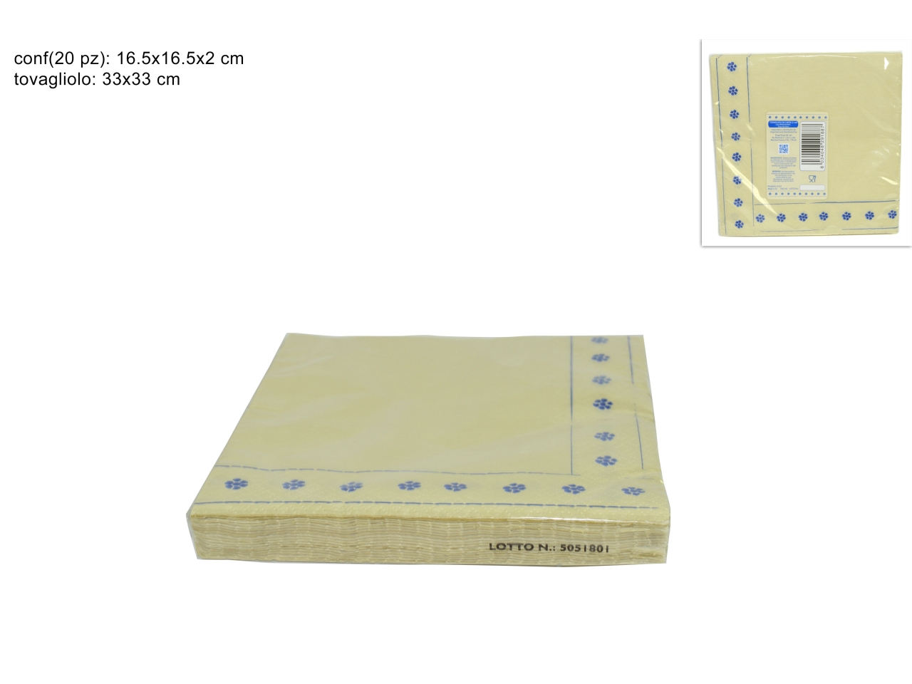 TOVAGLIOLI CARTA 33X33cm 20PZ FLOWER