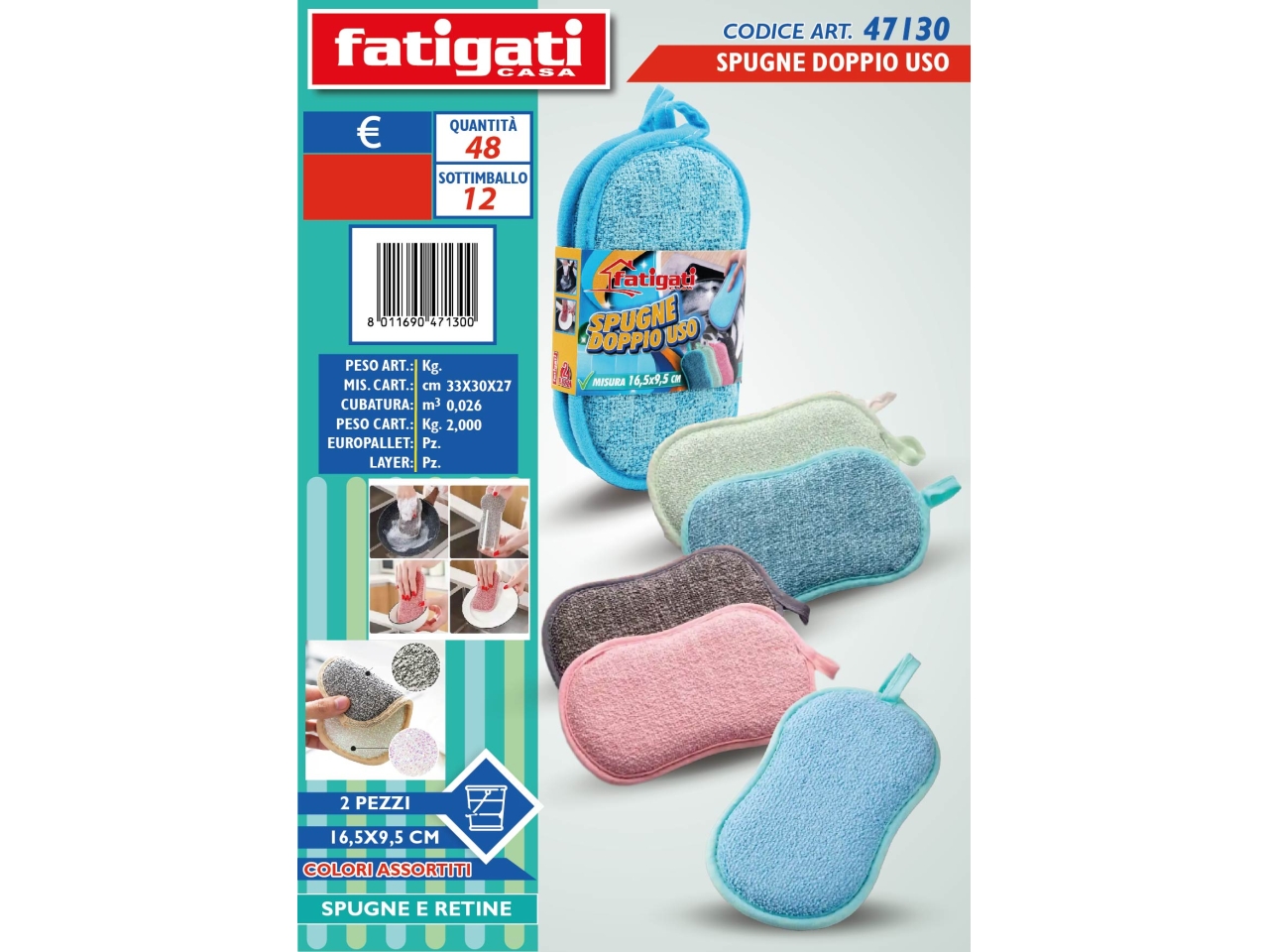 SPUGNE 2PZ DOPPIO USO 16.5X9.5 CM SPUGNE 2PZ DOPPIO USO 16.5X9.5 CM
