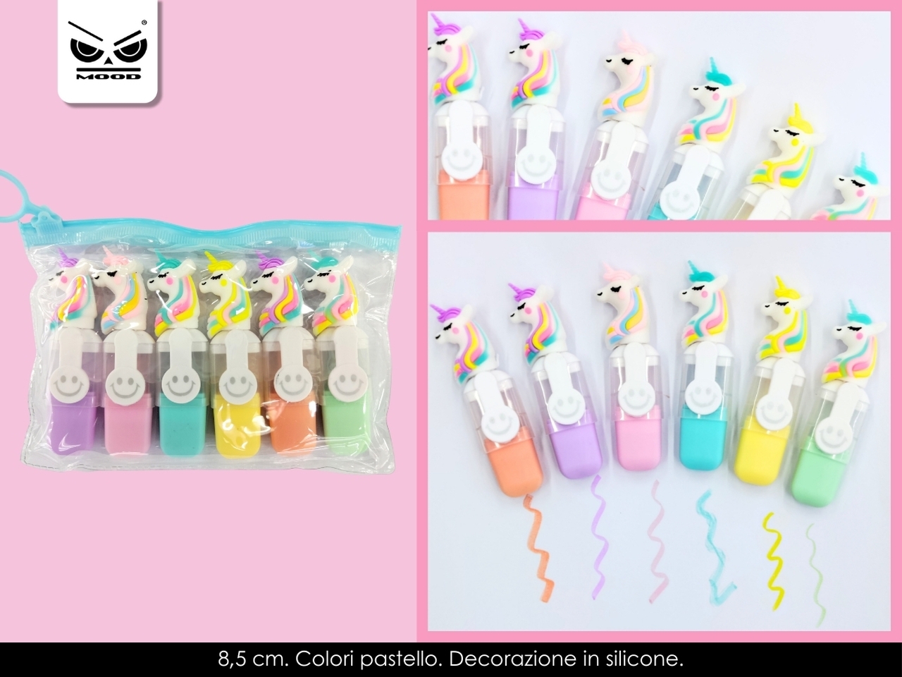EVIDENZIATORE MINI UNICORNO SET 6 PZ ST7877