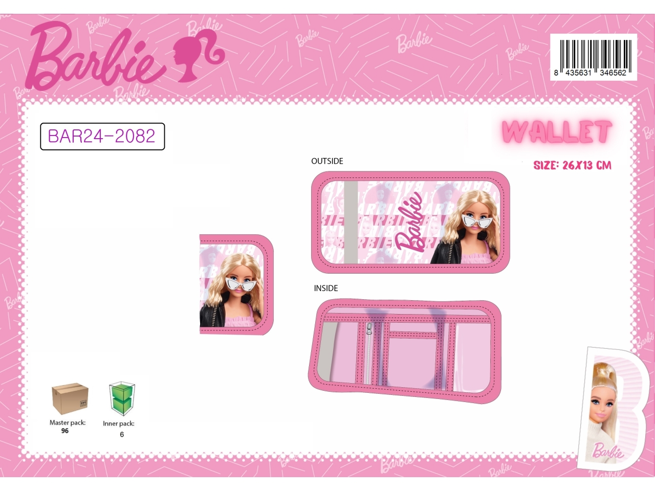 BARBIE PORTAFOGLI 26X13CM BAR24-2082