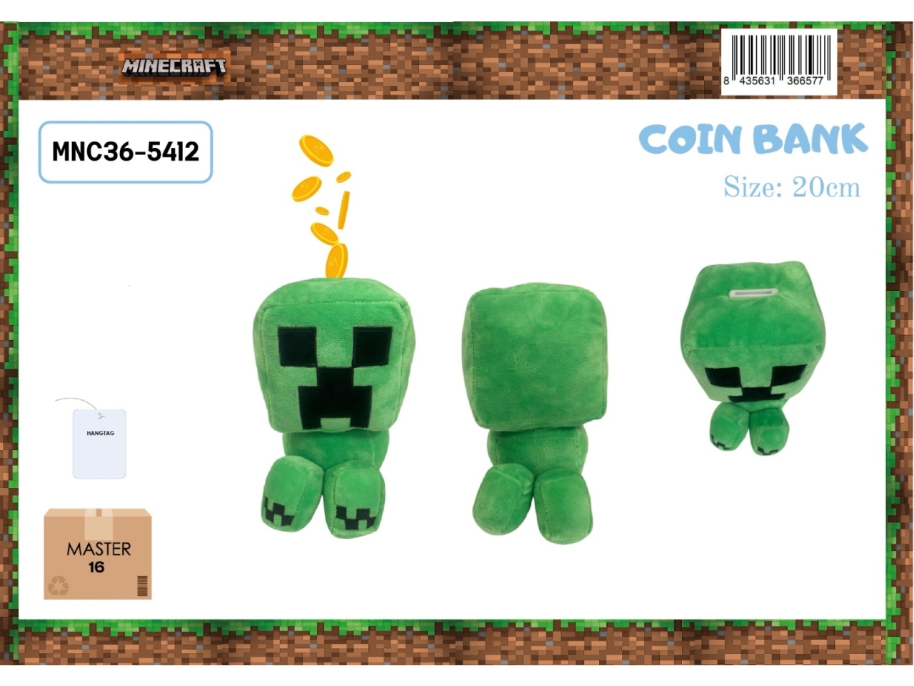 MINECRAFT SALVADANAIO IN PLUSH 20CM MNC36-5412 MINECRAFT SALVADANAIO IN PLUSH 20CM MNC36-5412