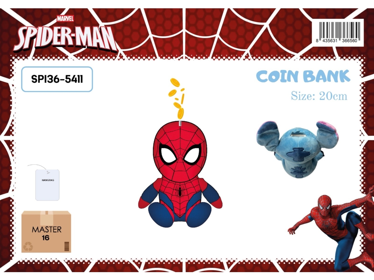 SPIDERMAN SALVADANAIO IN PLUSH 20CM SPI36-5411 SPIDERMAN SALVADANAIO IN PLUSH 20CM SPI36-5411