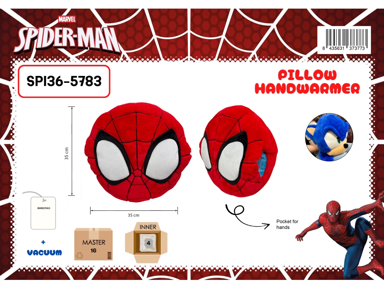 SPIDERMAN CUSCINO SCALDAMANI 35X35CM SPI36-5783