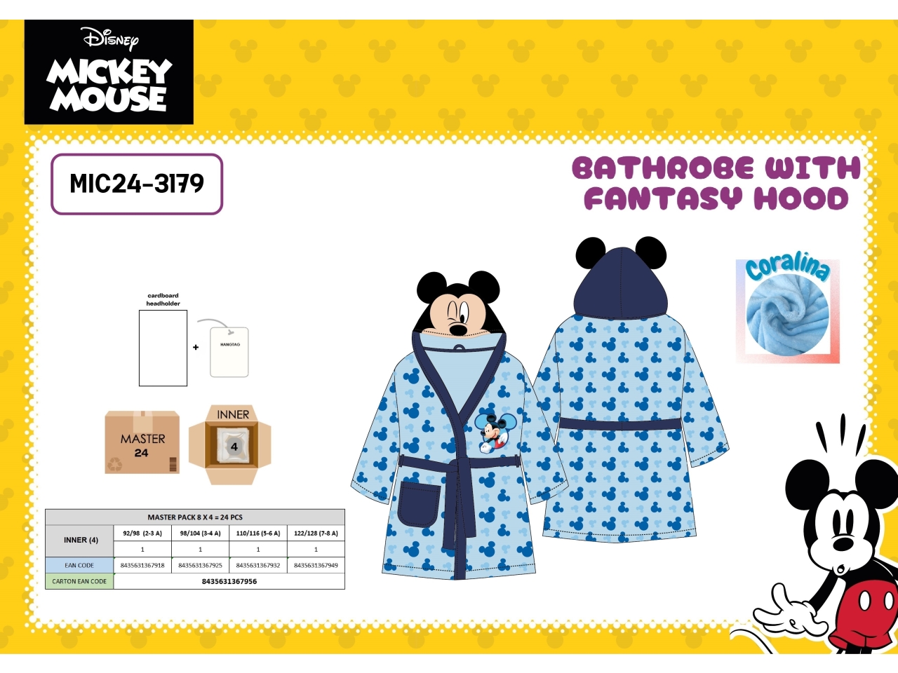 MICKEY ACCAPPATOIO CON CAPPUCCIO MIC24-3179