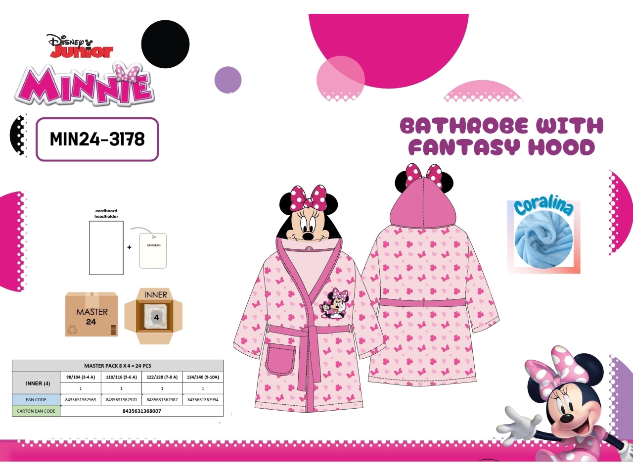 MINNIE ACCAPPATOIO CON CAPPUCCIO MIN24-3178 MINNIE ACCAPPATOIO CON CAPPUCCIO MIN24-3178