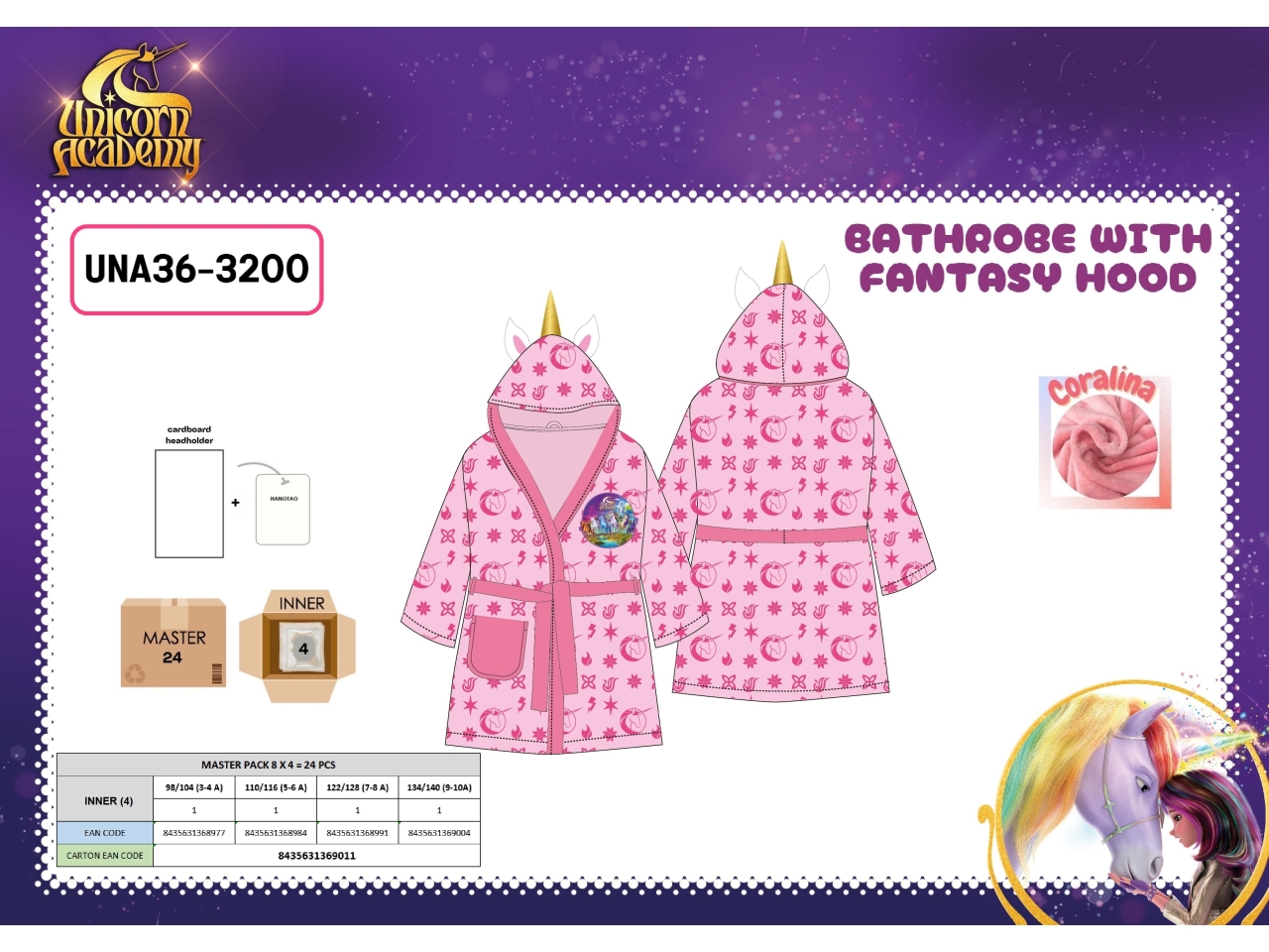 UNICORN ACADEMY ACCAPPATOIO+CAPPUCCIO UNA36-3200