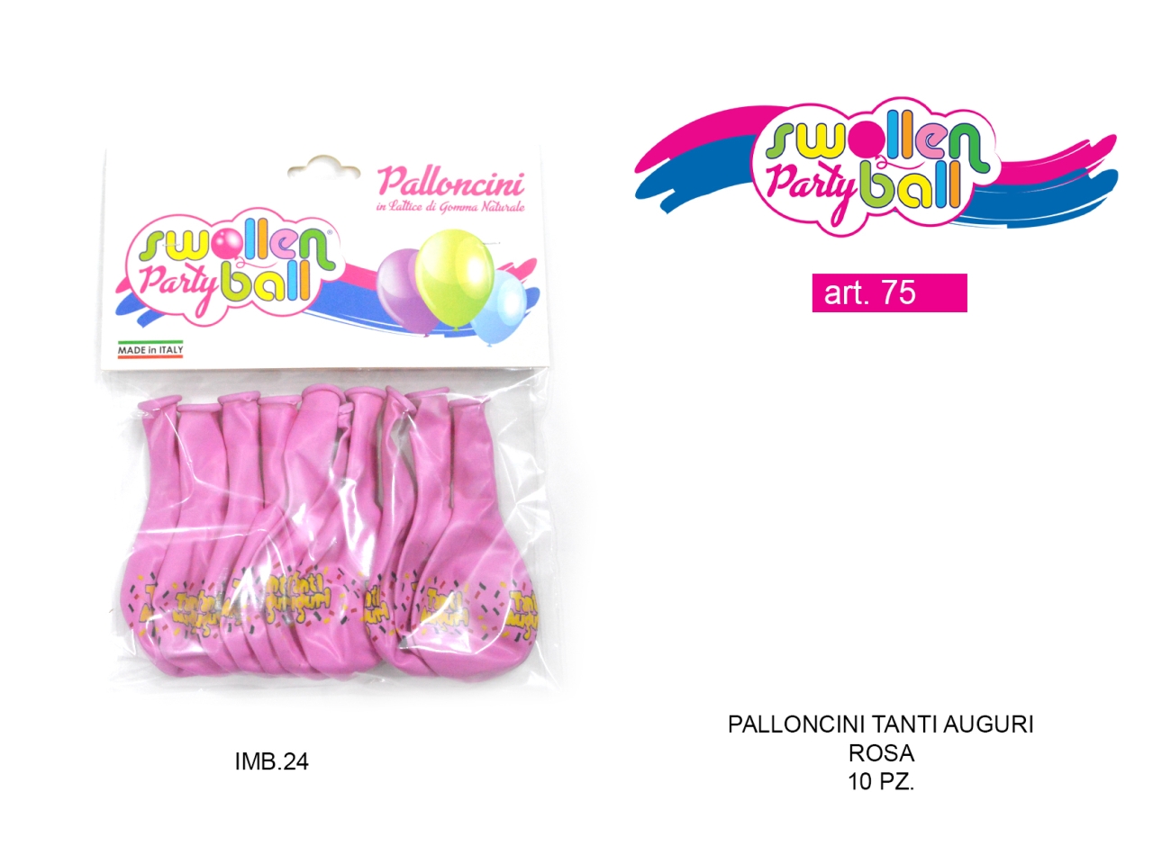 PALLONCINI GOMMA GD90 10PZ TANTI AUGURI ROSA 75