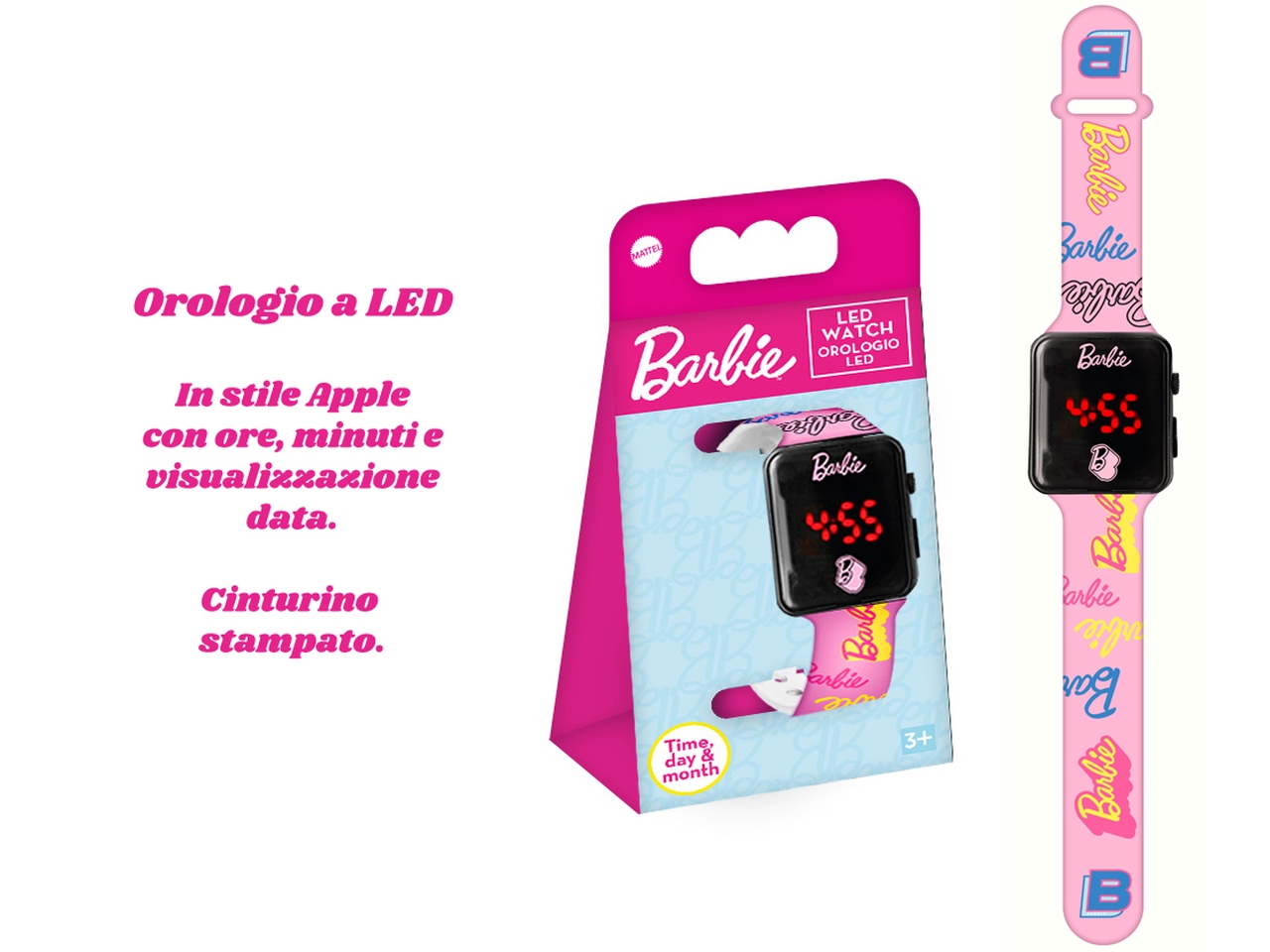 BARBIE OROLOGIO LED CON SCHERMO DECORATO GNT36BR