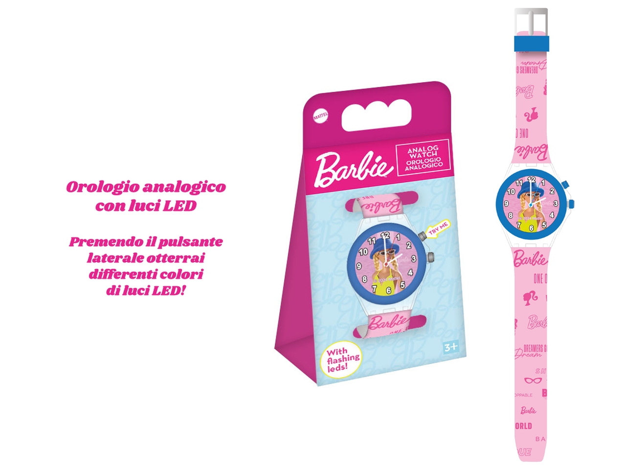BARBIE OROLOGIO ANALOGICO CON LUCI LED GNT382BR