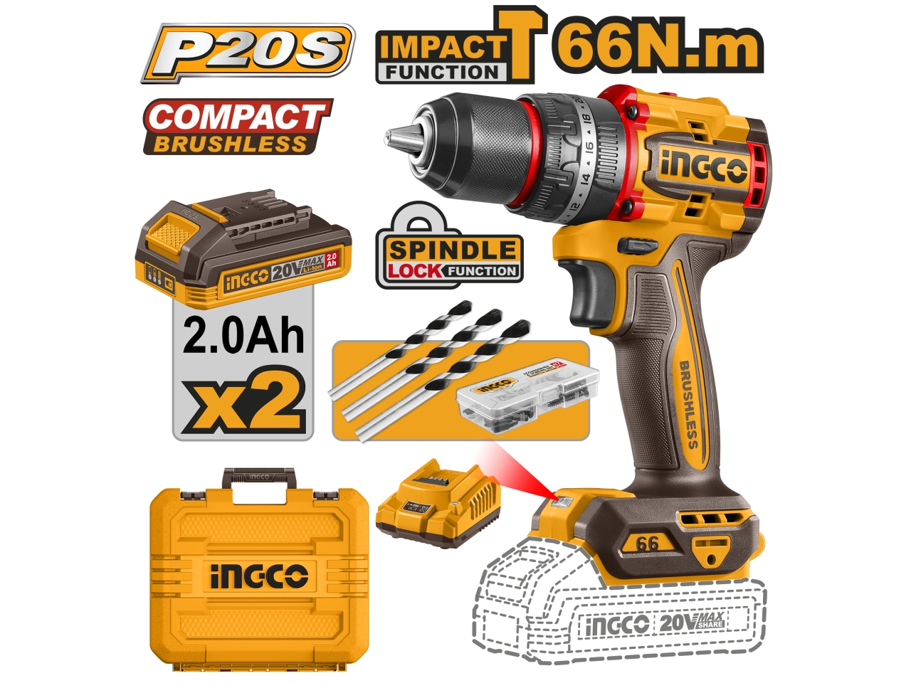 TRAPANO A PERCUSSIONE BRUSHLESS CIDLI20668E