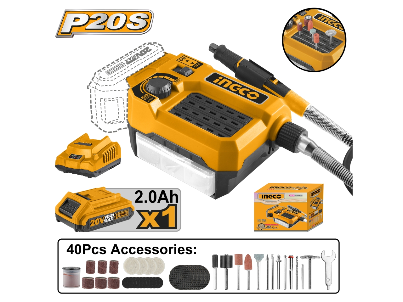 LEVIGATRICE BATTERIA AL LITIO 20V CMGLI20011