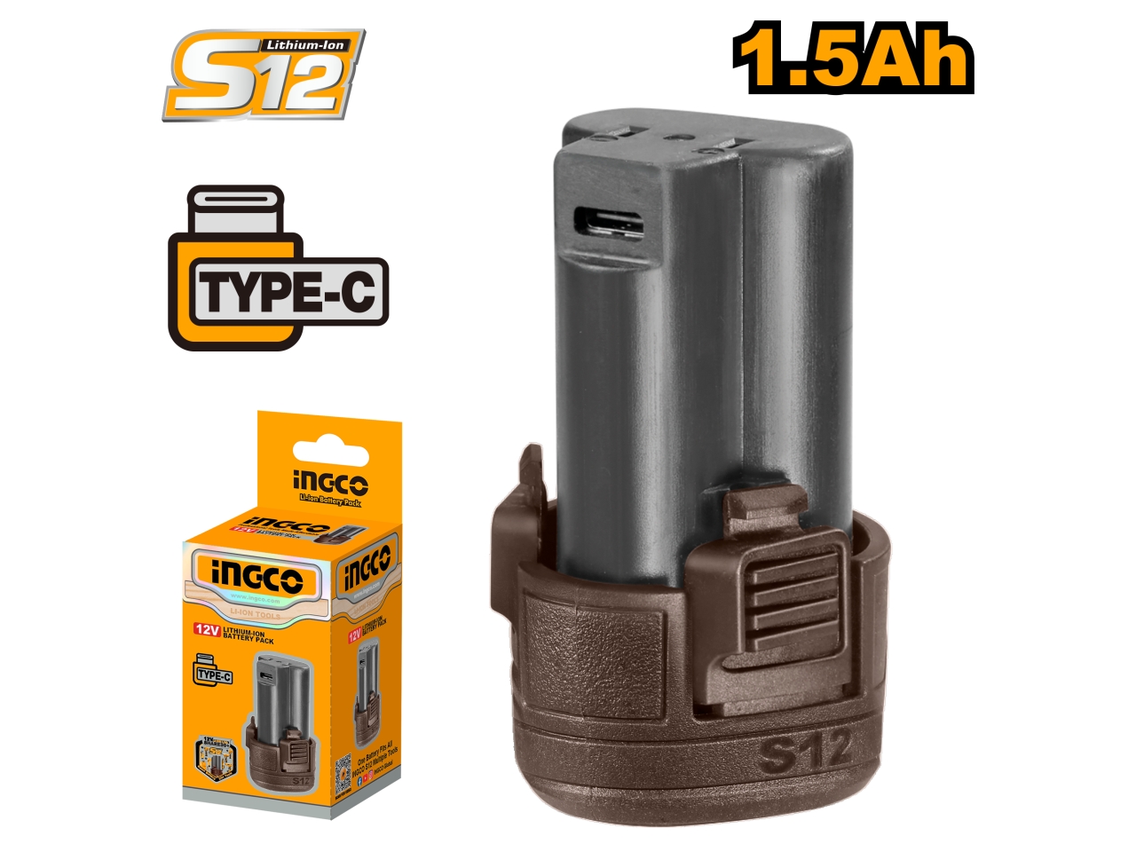 BATTERIA 1,5AH 12V RICARICA TIPO C FBLI12153E