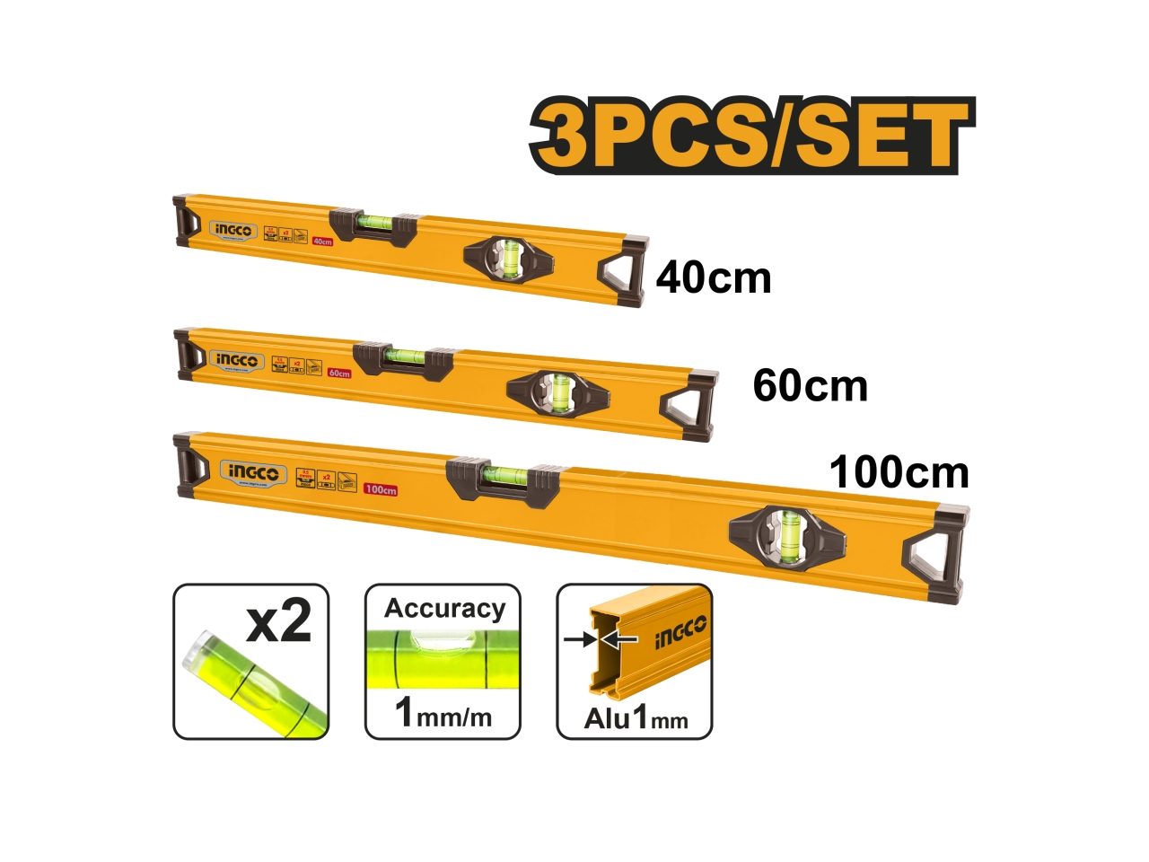 LIVELLE 40/60/100CM SET DA 3PZ HSL10403