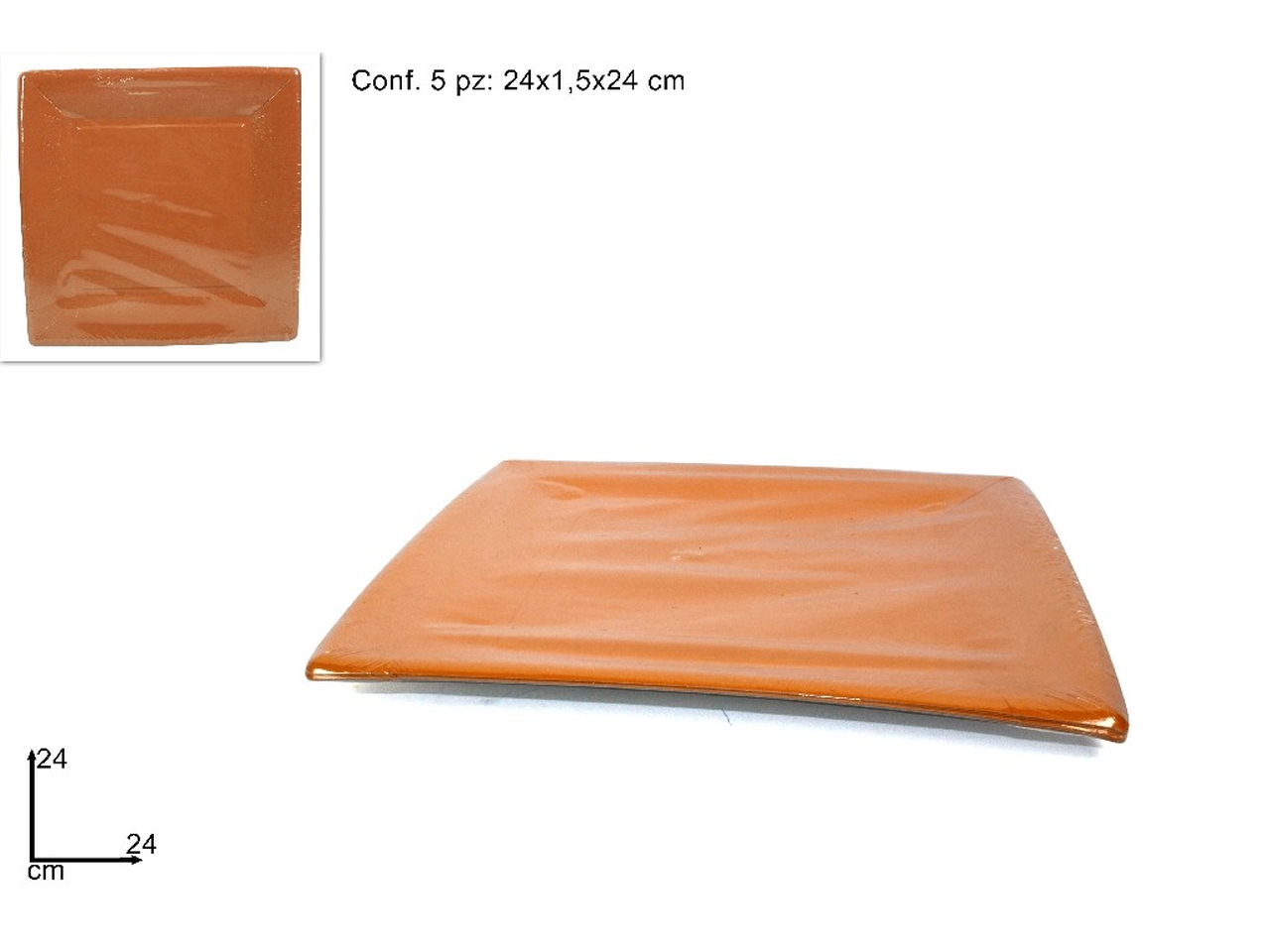 PIATTI QUADRATI CART. 24CM 5PZ ARANCIO DEV13001171