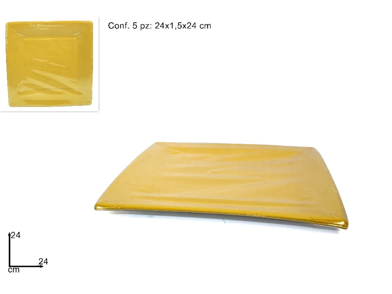 PIATTI QUADRATI CART. 24CM 5PZ GIALLI DEV13001181