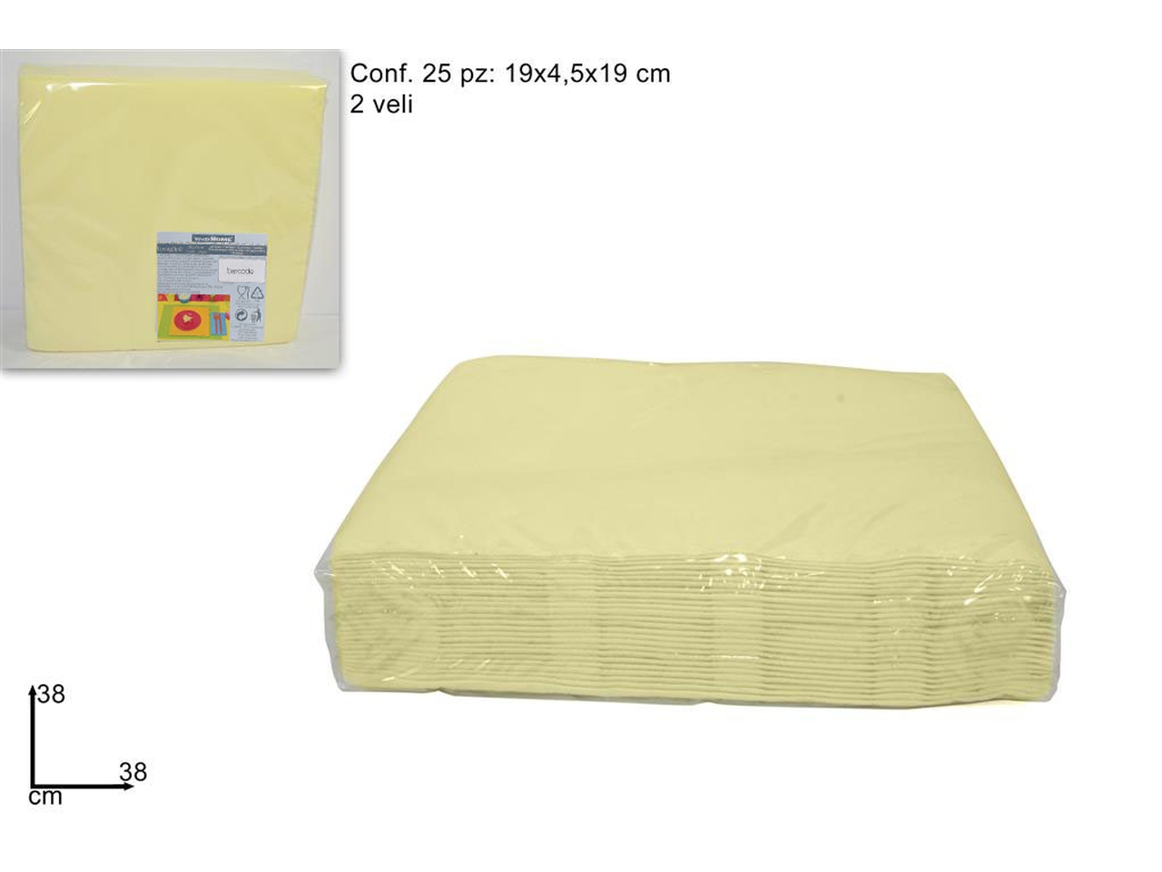 TOVAGLIOLI 38X38CM 2 VELI 25PZ AVORIO DEV13001331