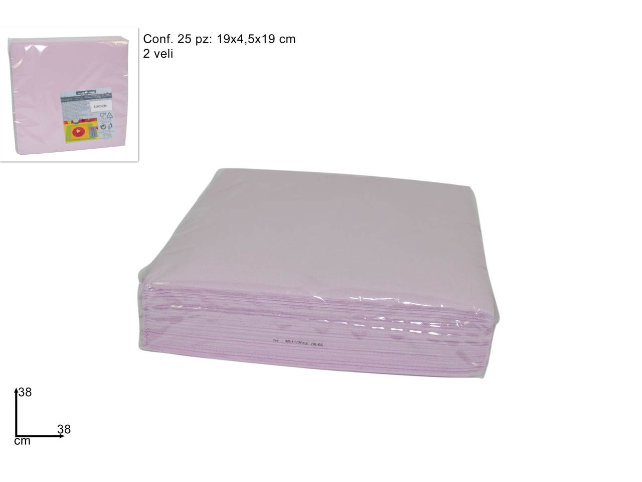 TOVAGLIOLI 38X38CM 2 VELI 25PZ ROSA DEV14000901