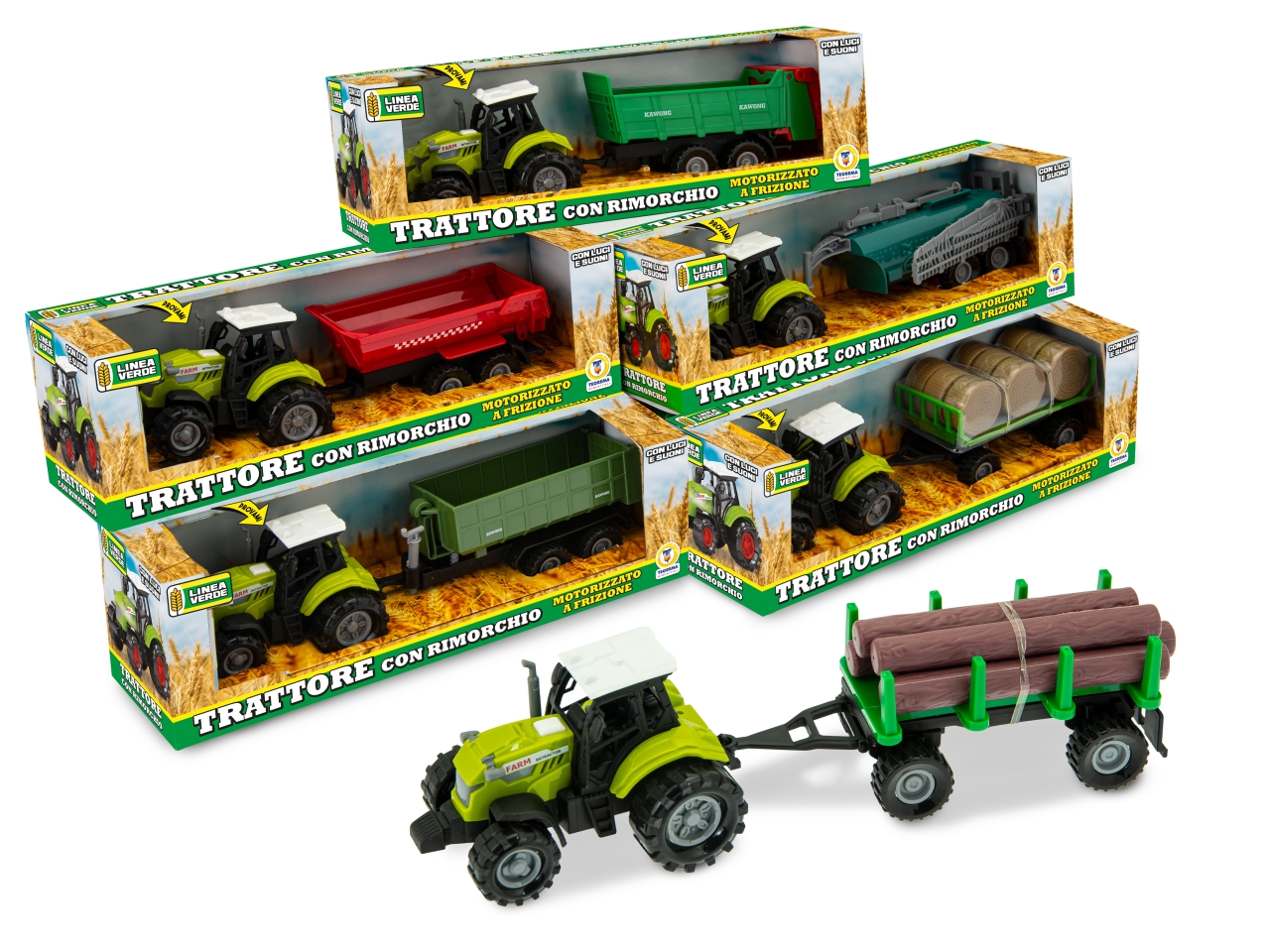 LINEA VERDE TRATTORE C/RIMORCHIO LUCI/SUONI 68496 LINEA VERDE TRATTORE C/RIMORCHIO LUCI/SUONI 68496