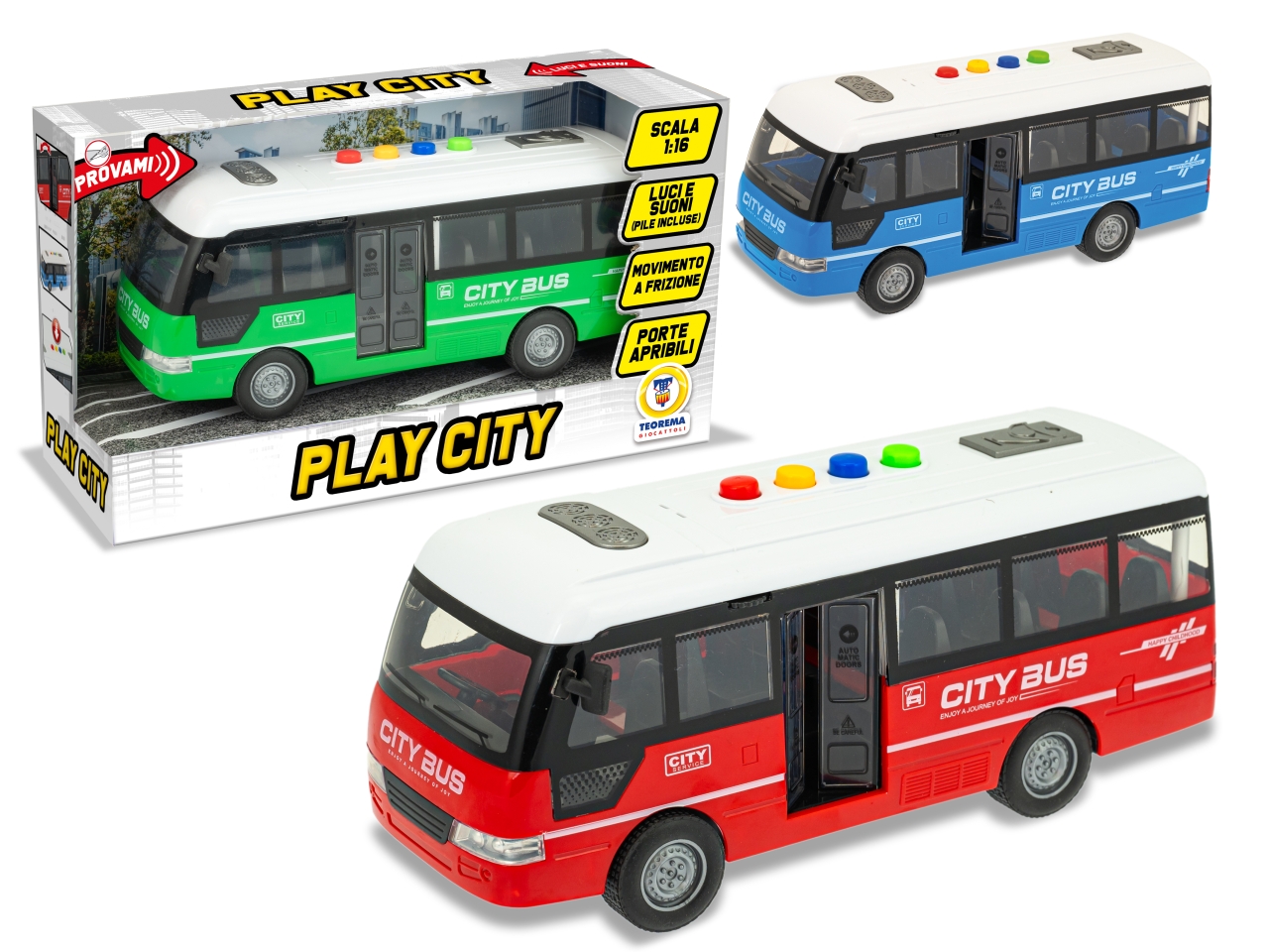 PLAY CITY BUS A FRIZIONE LUCI E SUONI ASS.68769 PLAY CITY BUS A FRIZIONE LUCI E SUONI ASS.68769
