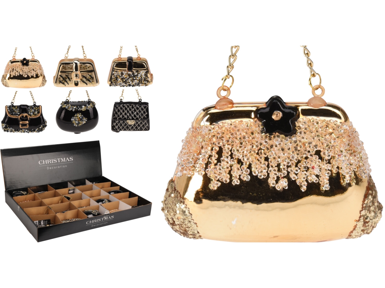 APPENDINO BORSA VETRO 7X5CM ORO/NERO ASS. ABT40085