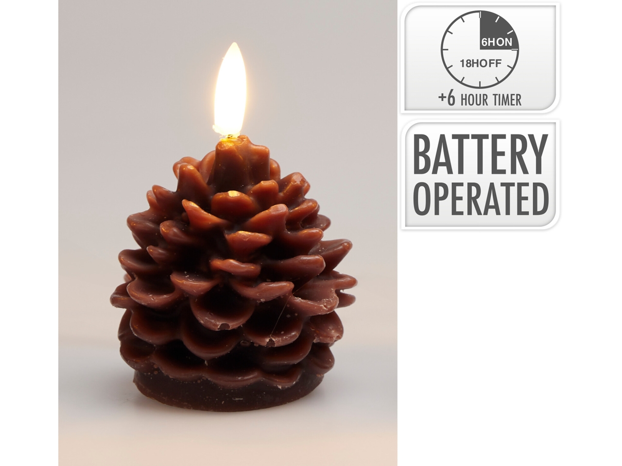 CANDELA PIGNA MARRONE C/LED 7CM AX5438810