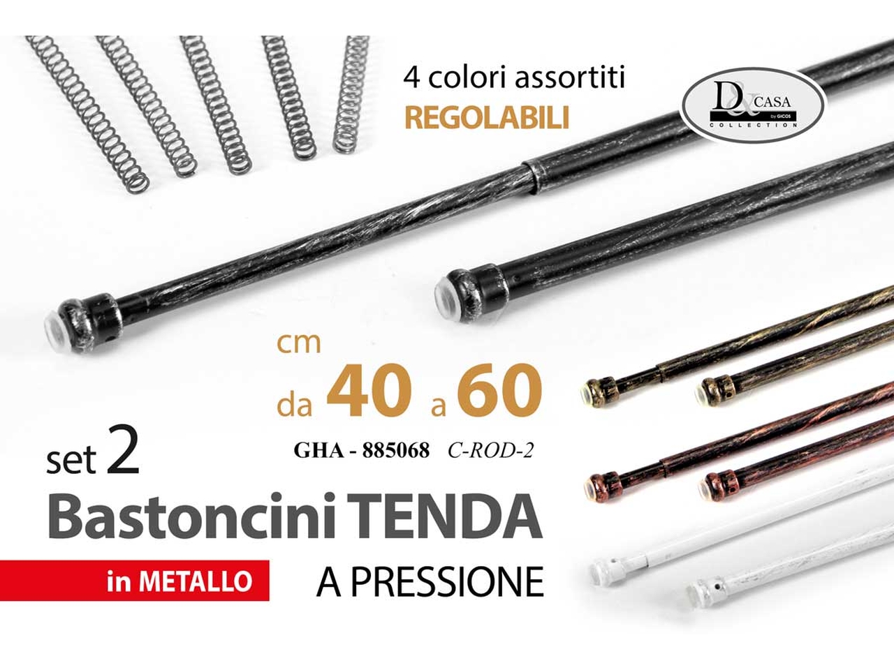 ASTE TENDA A PRESSIONE MET. 40/60CM ASS. 885068