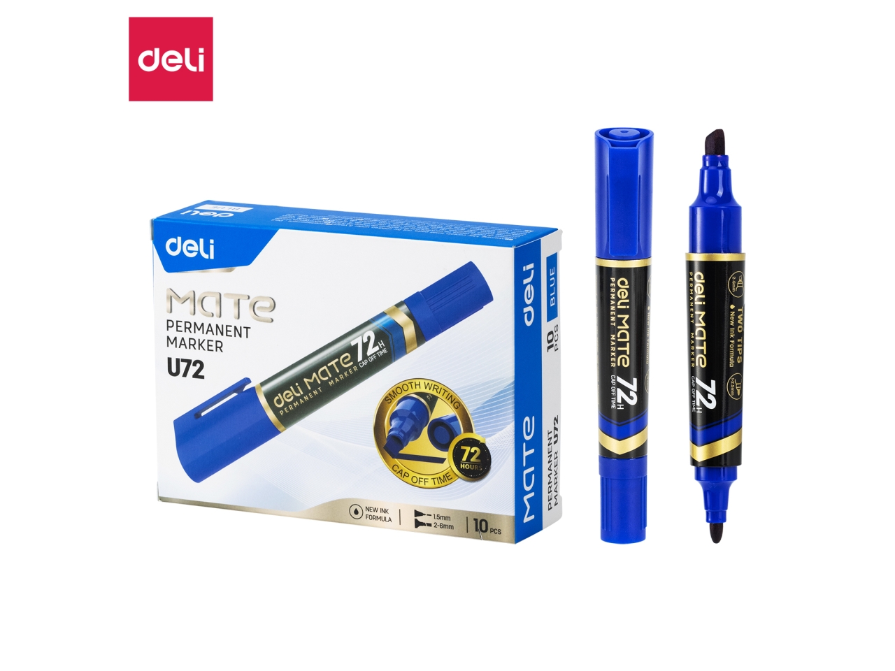 MARCATORE DOPPIA PUNTA 10PZ BLU EU72-BL