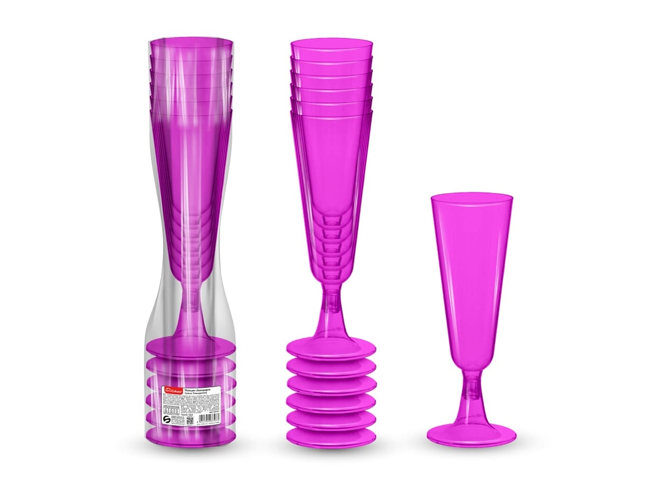 FLUTE CHAMPAGNE 125ML 6PZ FUCSIA 03798 FLUTE CHAMPAGNE 125ML 6PZ FUCSIA 03798