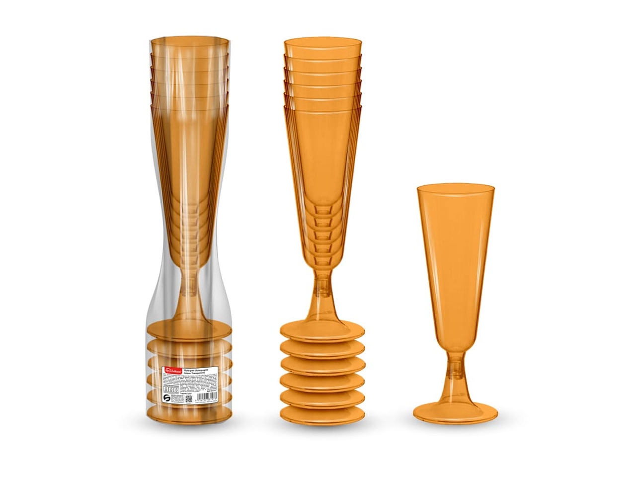 FLUTE CHAMPAGNE 125ML 6PZ ARANCIONE 03800 FLUTE CHAMPAGNE 125ML 6PZ ARANCIONE 03800