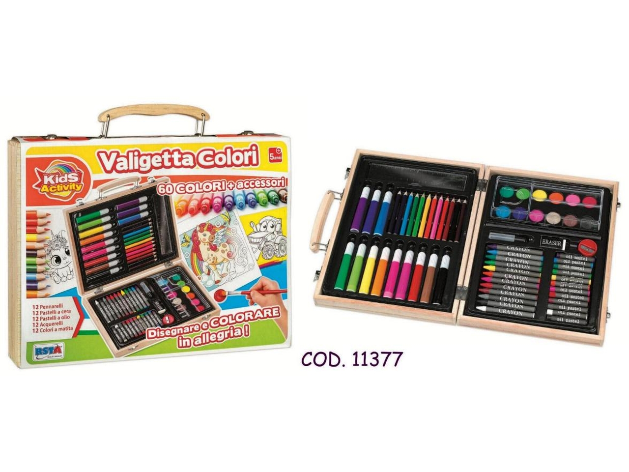 VALIGETTA LEGNO 60 PEZZI COLORI ASS.C/ACC. 11377